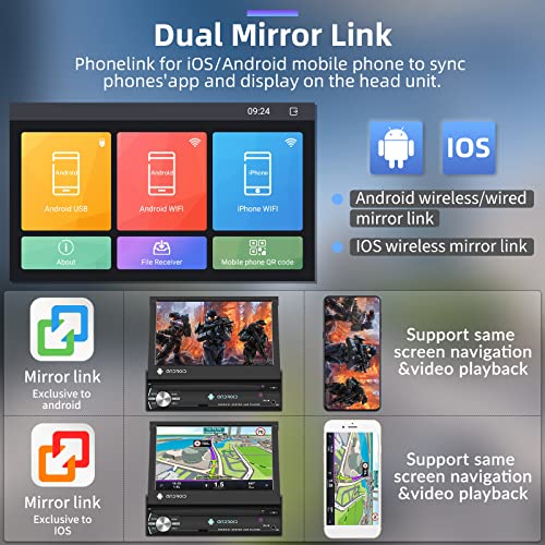 UNITOPSCI 2G 64G Single Din Flip Out Android 13 Car Stereo W