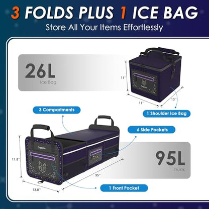 Organizador de maletero, plegable, 95L, morado, incluye paqu
