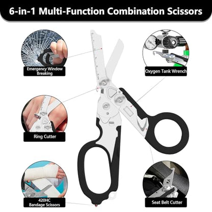 Tijeras de trauma multifunción 6 en 1, plegables, de acero i