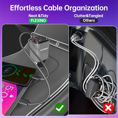 Flexino Cargador retráctil de coche para iPhone 16, cargador