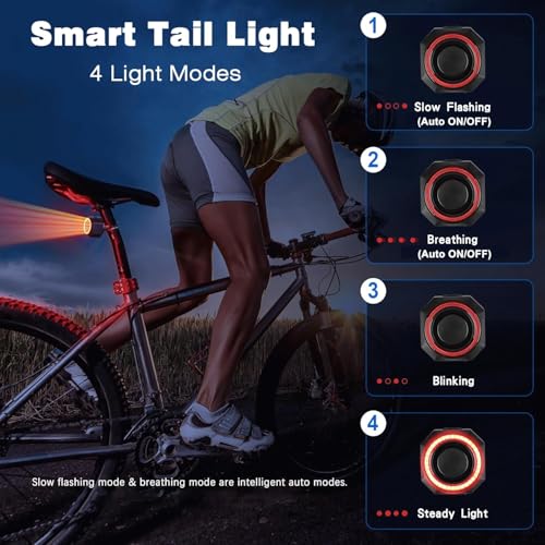 Luz trasera de bicicleta inteligente multifuncional Alarma d