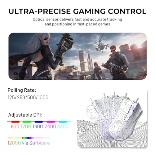 XVX G705 - Ratón para juegos con cable, 12000 DPI RGB con 12