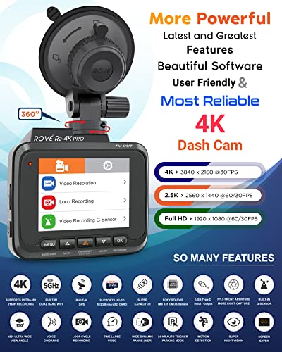 ROVE R2-4K PRO - Cámara de salpicadero con GPS integrado, cá
