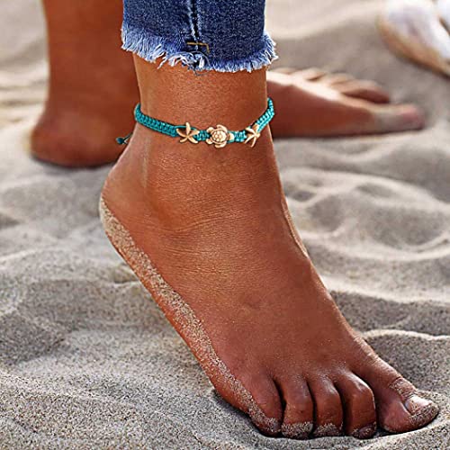 Yokawe Tobilleras bohemias con diseño de tortuga, estrellas