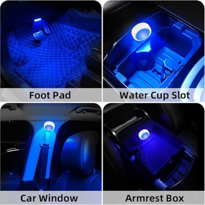 4 luces LED inalámbricas para interiores de automóvil con co