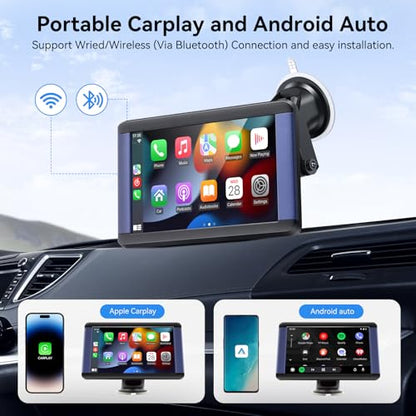 Pantalla Carplay portátil para automóvil, estéreo inalámbric