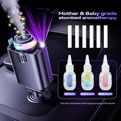 Cargador retráctil 5 en 1 para automóvil con aromaterapia y