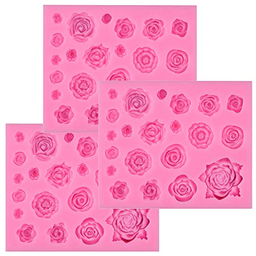 Tosnail Paquete de 3 moldes de silicona para fondant de 21 c