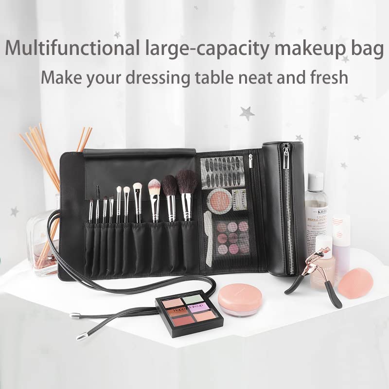 REQO Organizador de brochas de maquillaje con tapa, estuche