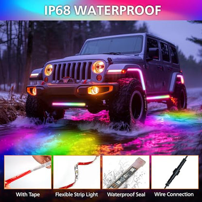 Underglow - Luces LED para autos, 180 luces LED RGBI de neón