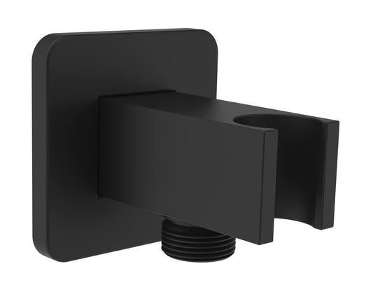Aquaiaw Codo de suministro de pared con brida, latón macizo,