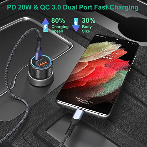 Bangfun - Cargador de coche USB C, paquete de 5, 36 W, doble