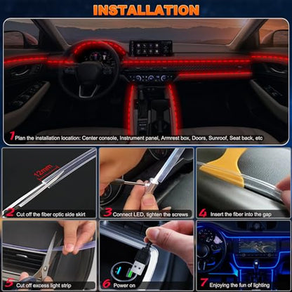 Tira de luces LED USB para interior de automóvil con aplicac