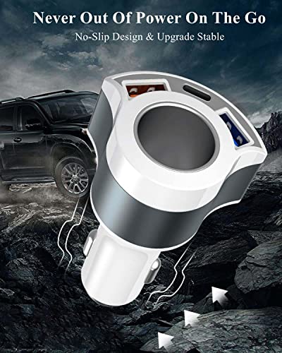 [QC3.0 y 4 en 1] Adaptador de cargador de coche USB, adaptad