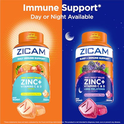 Zicam Apoyo inmunológico diario, suplemento de gomita, zinc,