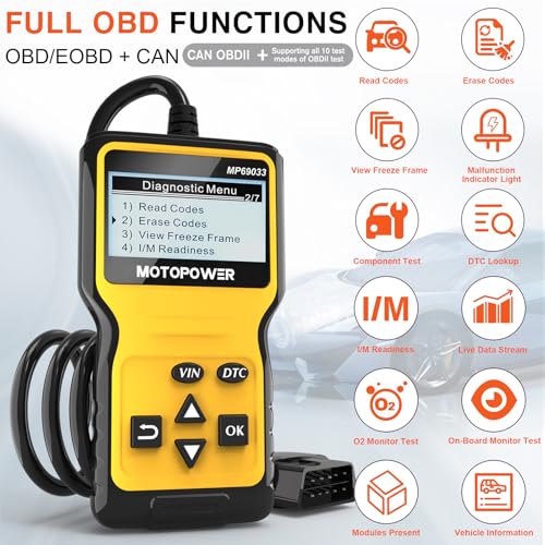 MOTOPOWER MP69033 - Escáner OBD2 para coche, lector de códig