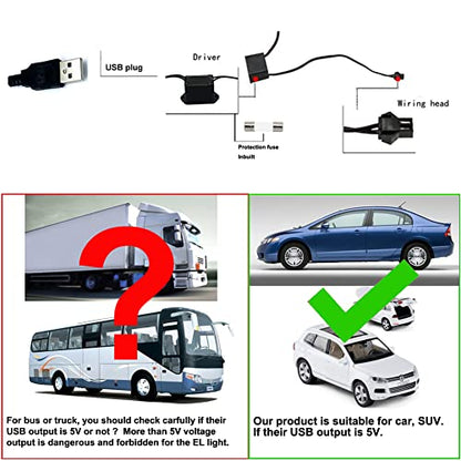 Cable electroluminiscente de 9.84 pies con controlador USB d