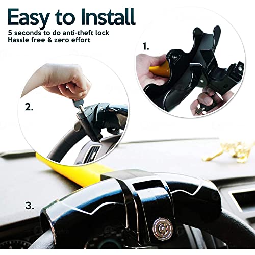 ZONETECH Paquete de 2 candados para volante de automóvil, de