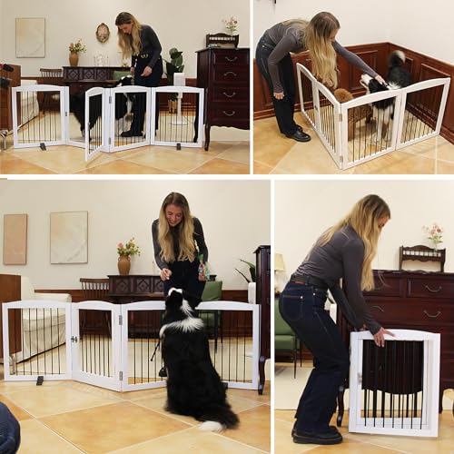 ZJSF Puerta plegable para perros con puerta de entrada, puer