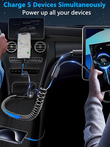 5 in 1 USB C Car Charger Adapter, 190W Multi USB Cigarette L