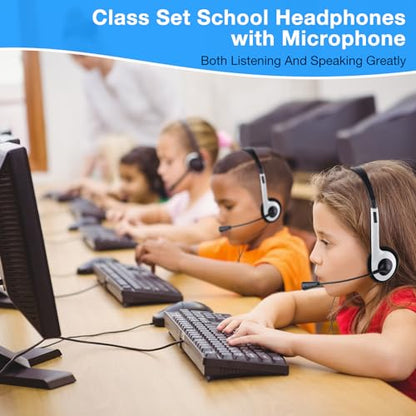 Yunsailing Paquete de 30 auriculares para aula con micrófono
