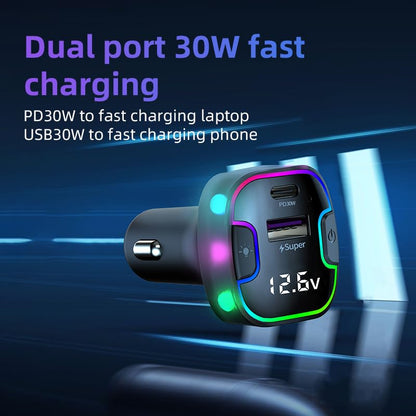 Cargador de coche USB C [pantalla de voltaje LED] 100 W 5 pu