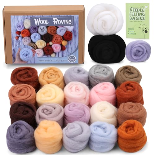 ZXIIXZ Kit de lana de fieltro de aguja de 23 colores, 8.8 on