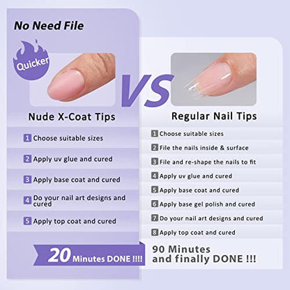 BTArtbox XCOATTIPS - Puntas de uñas naturales – Uñas postiza