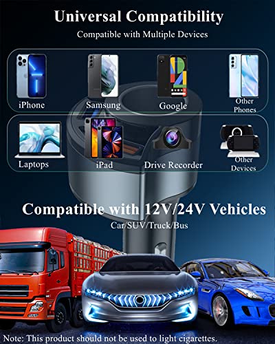 [QC3.0 y 4 en 1] Adaptador de cargador de coche USB, adaptad