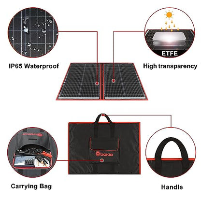 DOKIO - Kit de panel solar portátil de 110 W 18 V, cargador