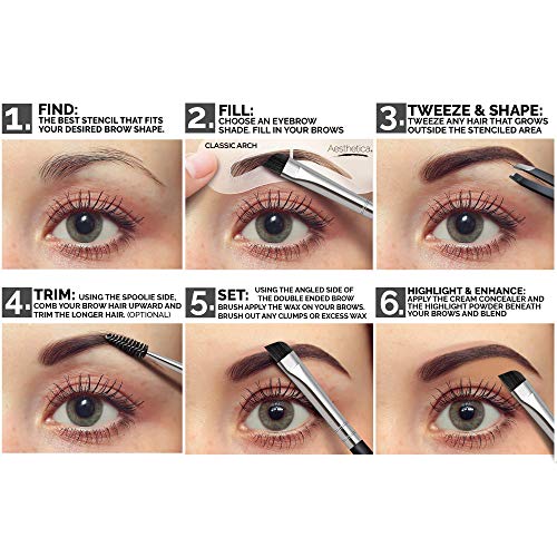 Aesthetica Kit de contorno de cejas de 16 piezas, paleta de
