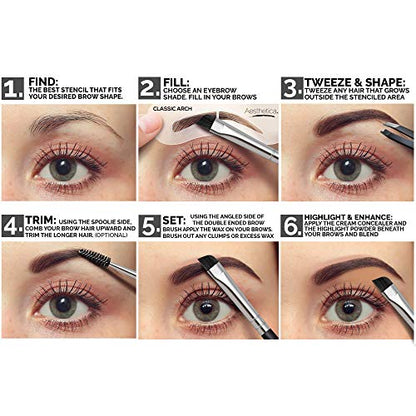 Aesthetica Kit de contorno de cejas de 16 piezas, paleta de