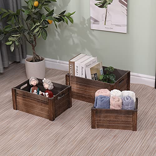 Caja de madera negra antigua para almacenamiento, cajas deco