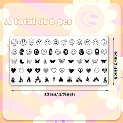 Whaline Juego de 6 placas de uñas de cara sonriente, diseño