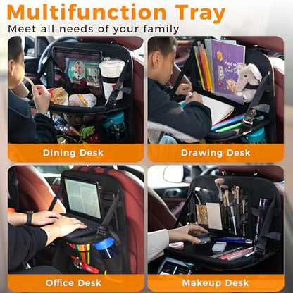 Organizador de asiento trasero de automóvil con bandeja, 9 b