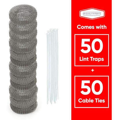 Paquete de 50 trampas de pelusa para lavadora, malla de acer