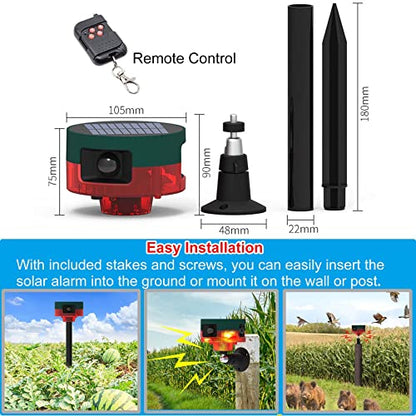 Alarma de sonido solar y luz estroboscópica con detector de