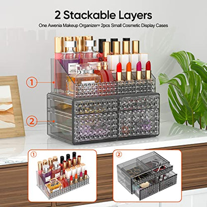 Paquete de 2 organizadores de maquillaje apilables con cajon