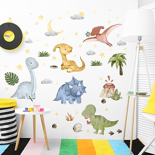 Yovkky Calcomanías de pared de dinosaurio para bebé, diseño