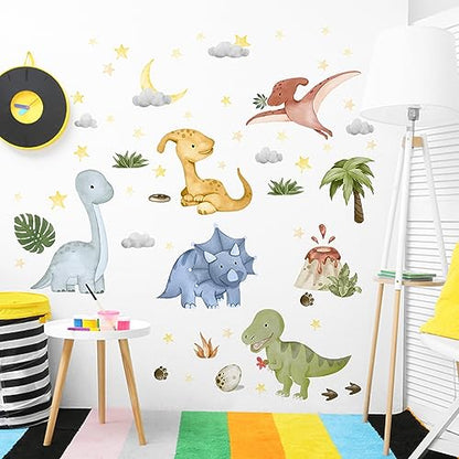 Yovkky Calcomanías de pared de dinosaurio para bebé, diseño