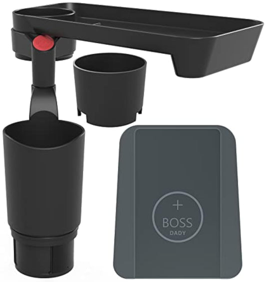 Adaptador expansor de portavasos para automóvil con bandeja