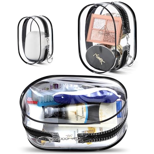 XEWEA Bolsas de aseo transparentes de viaje, paquete de 3 bo