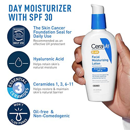 CeraVe AM - Hidratante facial con SPF, PM hidratante facial