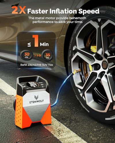 ETENWOLF ZEPHYR S3 - Inflador de neumáticos portátil, inflad