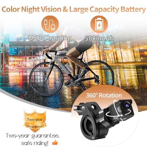 Cámara de bicicleta Batería recargable Rotación de 360 ° - V