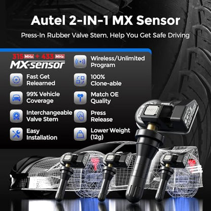 Autel Sensores TPMS MX-Sensor, 315 MHz y 433 MHz Sensor TPMS