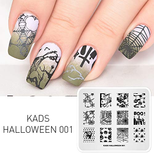 Placas de estampado de uñas Tema de Halloween Calabaza Araña