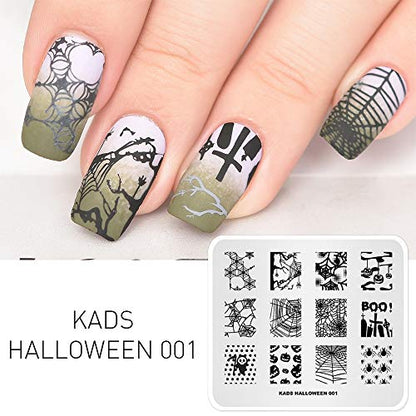 Placas de estampado de uñas Tema de Halloween Calabaza Araña