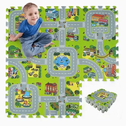 Skyweaver Alfombra de juego de tráfico con azulejos entrelaz
