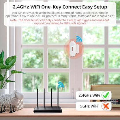Sensores de alarma de ventana WiFi con sonido y luz de 110 d